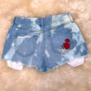 Hollister Acid Wash High Rise Ripped Jean Shorts